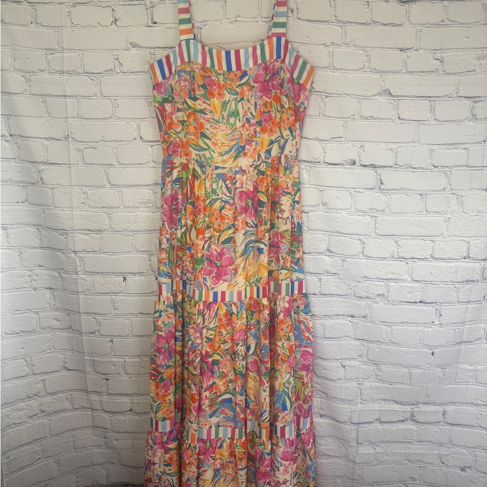 Flying Tomato Floral Maxi Dress Small Boho Tiered Sundress Colorful Summer